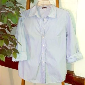 J Crew Button Down Navy Blue Striped Shirt